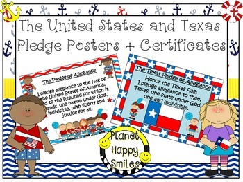 U.S. and Texas Pledge Posters & Certificates ~ Nautical