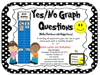 Yes/No Graph Questions in Polka Dot Print with Happy/Smiley Faces