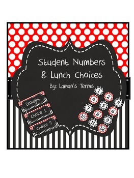 red, black, white, polka dot, stripe lunch choices /studen